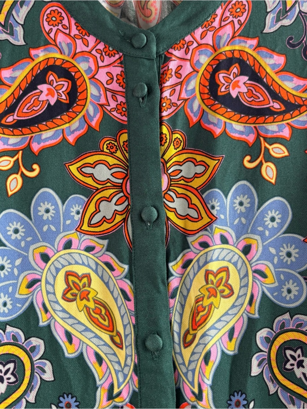 Boden Green Paisley-Print Button Front Blouse - Picture 2 of 8